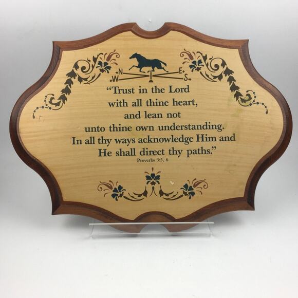 VTG 1980s Scripture Plaque Trust in the Lord Proverbs 3:5 | Christian Home Decor - Picture 1 of 10